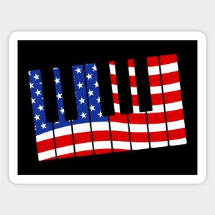 USA Flag Piano Pianist 4th July Magnet